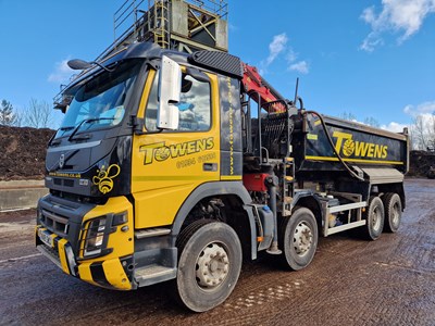 Lot 47 - 2018 Volvo FMX 8x4 Grab Lorry, Charlton Body, Palfinger Crane, WLI, 360 Camera, Easy Sheet, A/C, (Reg, Docs Available), (MOT 3.23)