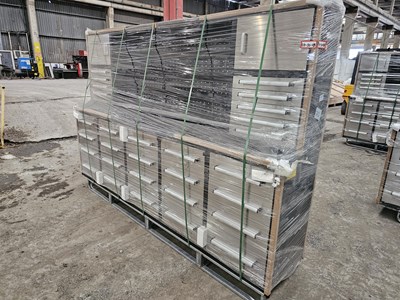 Lot Unused 10' Stainless Steel Tool Cabinet, 30 Drawer, 2 Cabinets