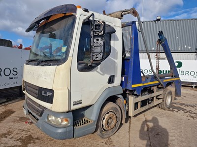 Lot 52 - 2013 DAF LF45.160 4x2 Skip Loader Lorry, Extendable Arms, Webb Equipment, Easy Sheet, Reverse Camera, Manual Gear Box, A/C (Tested 11/23)