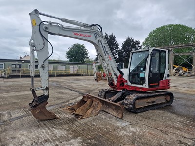 Lot 384 - 2016 Takeuchi TB290, Rubber Tracks, Blade, Offset, CV, Harford Manual QH, Piped, A/C, 24", 18", 12" Bucket (EPA Compliant)