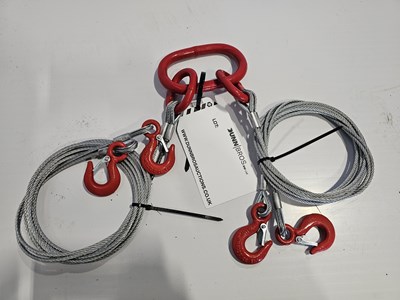 Lot 5mm 4-Leg 560kg Wire Rope Sling c/w Latch Hooks x 3mtr EWL