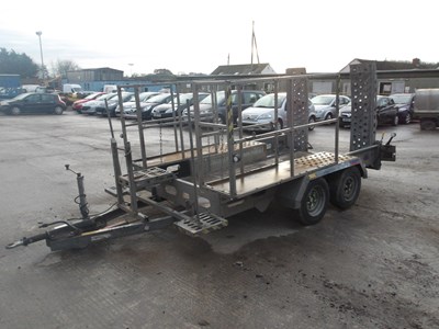 Lot Indespension 3.5 ton Twin Axle Plant Trailer, Ramps, Track Box