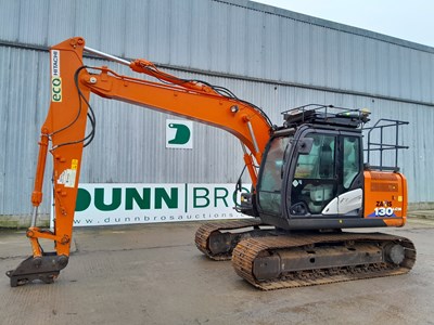 Lot 2019 Hitachi ZX130LCN-6, 700mm Steel Tracks, Hydraulic QH, Piped, Reverse & Side Cameras, A/C, Boxing Ring & Cab Guards