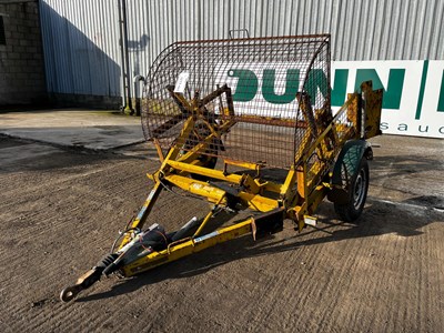 Lot TWS Single Axel Cable Trailer With Hand Hydraulic Pump & Safety Cage