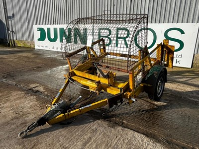 Lot TWS Single Axel Cable Trailer With Hand Hydraulic Pump & Safety Cage