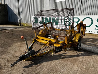 Lot TWS Single Axel Cable Trailer With Hand Hydraulic Pump & Safety Cage