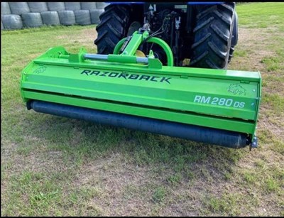 Lot 128 - 2021 Razorback RM280 DS PTO Driven Flail Mower, Hydraulic Side Shift Left & Right, Heavy Duty Flails, Finishing Roller, Double Skinned Chassis (Ex Demo) (Being Sold Off Site)