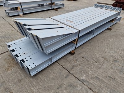 Lot 163 - Steel Framed Building 60' x 20' x 12', 4 x 15' Bays, 12.5° Roof Pitch, 10 x Stanchions, 10 x Rafters, Purlin Cleats Spaced to suit Fibre Cement/Steel Roof Sheets