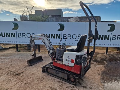 Lot 255 - 2010 Takeuchi TB108 Rubber Tracks, Blade, Offset, Piped, Expanding Undercarriage, Folding Roll Bar, 30", 24", 18", 12" Bucket