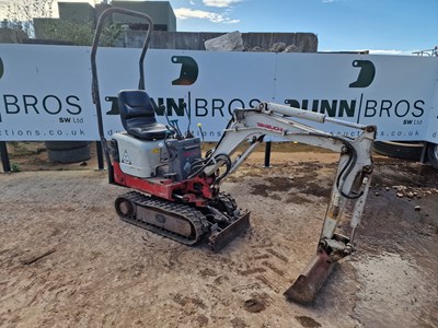 Lot 255 - 2010 Takeuchi TB108 Rubber Tracks, Blade, Offset, Piped, Expanding Undercarriage, Folding Roll Bar, 30", 24", 18", 12" Bucket