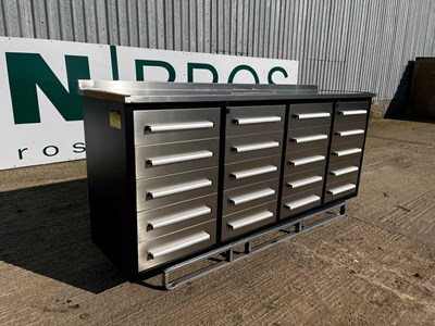Lot Unused Stainless Steel 7ft, 20 Drawer Tool Chest
