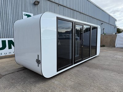 Lot 180 - Unused 6M Prefab Cube Welfare Pod, Wash Room with Shower and Basin, Fixed Bed, Cabinets LED Lights.