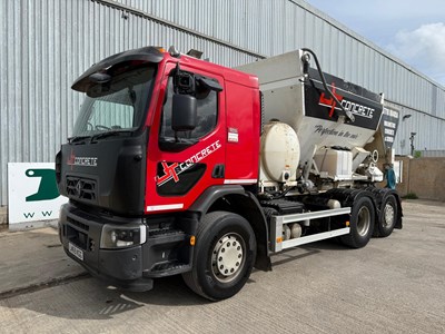 Lot 30 - 2019 Renault Euro VI-D Truck Tri Axle 26T Volumetric Concrete Lorry, Pro All Reimer Mixer Body, A/C, Roll Over Sheet, Rear Steer Axle. Printer. (Reg. Docs. Available, Tested 09/25 )