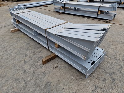 Lot Steel Framed Building 30' x 20' x 10', 2 x 15' Bays, 12.5° Roof Pitch, 6 x Stanchions, 6 x Rafters, Purlin Cleats Spaced to suit Fibre Cement/Steel Roof Sheets