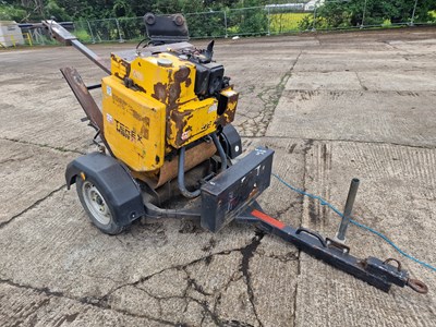 Lot Terex MBR71 Single Drum Vibrating Pedestrian Roller, Single Axle Trailer