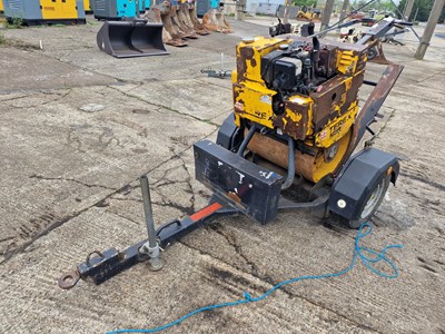 Lot Terex MBR71 Single Drum Vibrating Pedestrian Roller, Single Axle Trailer