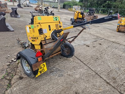 Lot Terex MBR71 Single Drum Vibrating Pedestrian Roller, Single Axle Trailer