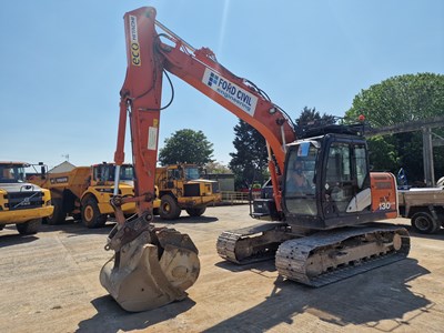 Lot 2020 Hitachi ZX130LCN-6, 700mm Steel Tracks, CV, Hill Hydraulic QH, Piped, Reverse & Blind Spot Camera, A/C, 72" Bucket