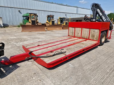 Lot 93 - Single Axle Draw Bar Drop Bed Low Loader Trailer, Rear Mounted Atlas 100.2 Crane, 10 Stud Axles