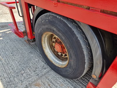 Lot 93 - Single Axle Draw Bar Drop Bed Low Loader Trailer, Rear Mounted Atlas 100.2 Crane, 10 Stud Axles