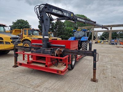 Lot 93 - Single Axle Draw Bar Drop Bed Low Loader Trailer, Rear Mounted Atlas 100.2 Crane, 10 Stud Axles