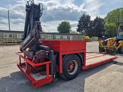 Lot 93 - Single Axle Draw Bar Drop Bed Low Loader Trailer, Rear Mounted Atlas 100.2 Crane, 10 Stud Axles