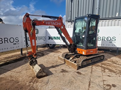 Lot 279 - 2019 Hitachi ZX26U-6 Rubber Tracks, Blade, Offset, Whites Manual QH, Piped, 48” Bucket