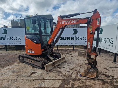 Lot 2019 Hitachi ZX26U-6 Rubber Tracks, Blade, Offset, Whites Manual QH, Piped