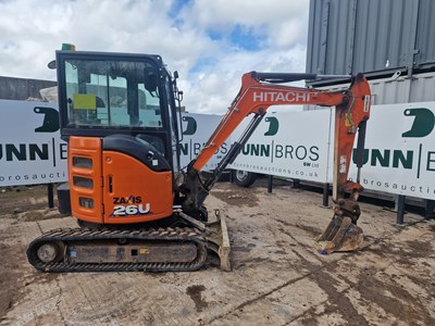 Lot 2019 Hitachi ZX26U-6 Rubber Tracks, Blade, Offset, Whites Manual QH, Piped