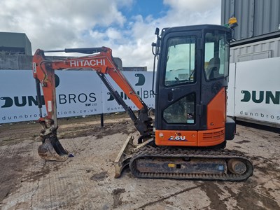 Lot 2019 Hitachi ZX26U-6 Rubber Tracks, Blade, Offset, Whites Manual QH, Piped