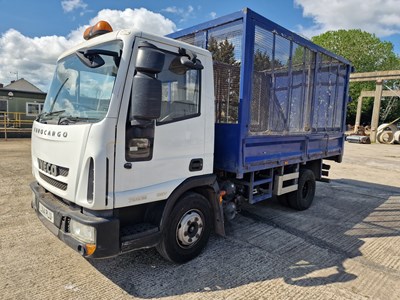 Lot 2014 Iveco 75E16 4x2 Drop Side Caged Tipper Lorry, 360 Camera, Edbro Gear (Reg. Docs. Available)