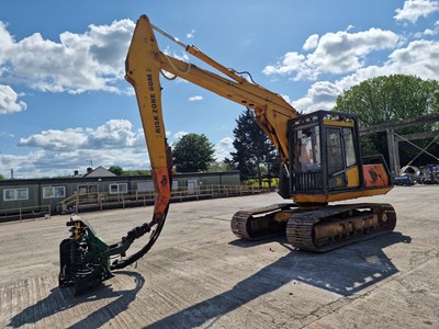 Lot 1990 JCB 814 Super Timber Harvester, 700mm Steel Tracks, Powerslide, Piped, Aux. Piping, Logset Timber Processor Head