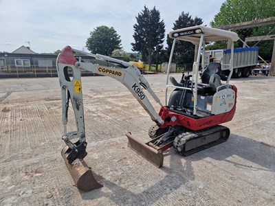 Lot 396 - 2018 Takeuchi TB216 Rubber Tracks, Blade, Offset, Harford Manual QH, Piped, Expanding Undercarriage, Roll Bar, 36" Bucket