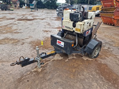 Lot 2012 Terex MBR71 Single Drum Vibrating Pedestrian Roller, Single Axle Trailer