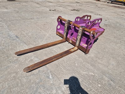 Lot Prodem Floating Pallet Forks 65/80mm Pin to suit 13/20 Ton Excavator