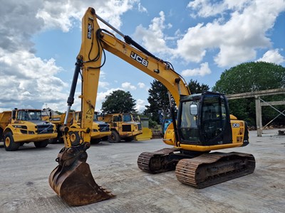 Lot 2014 JCB JS145LC 700mm Steel Tracks, CV, Hydraulic QH, Piped, Reverse Camera, A/C, 36" Bucket (EPA Compliant)