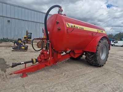 Lot 100 - 2019 Belmac BEL2500 2500 Gallon Single Axle PTO Driven Vacuum Tanker/Dust Suppression Tanker, Sprung Draw Bar, OIl Brakes