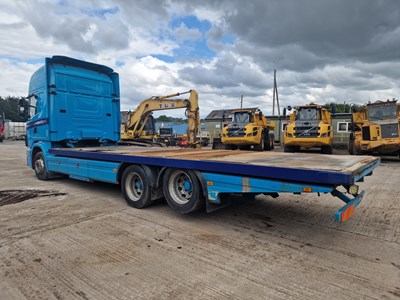 Lot 58 - 2004 Scania 124L-420 Red Dot 6x2 Rear Lift Flat Bed Lorry, Drawbar Spec, Manual Gear Box, A/C (Reg. Docs. & Plating Certificate Available)