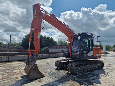 Lot 371 - 2020 Hitachi ZX130LCN-6, 700mm Steel Tracks, CV, Hill Hydraulic QH, Piped, Reverse & Blind Spot Camera, A/C, 3 Buckets (EPA Compliant)