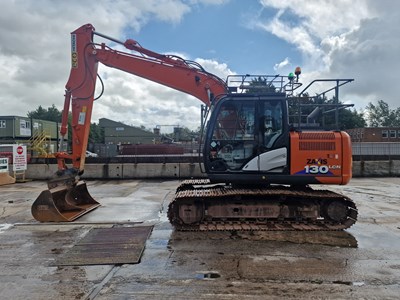 Lot 264 - 2020 Hitachi ZX130LCN-6, 700mm Steel Tracks, CV, Hill Hydraulic QH, Piped, Reverse & Blind Spot Camera, A/C, 4 Buckets (EPA Compliant)