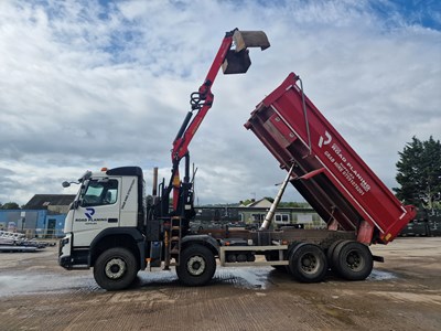 Lot 101 - Volvo FMX 8x4 13Ltr 8x4 Tipper Lorry, Palfinger M125L Classic Crane, Thompsons Body, Easy Sheet, Reverse Camera, Automatic Gear Box, A/C (Plating Certificate Available)