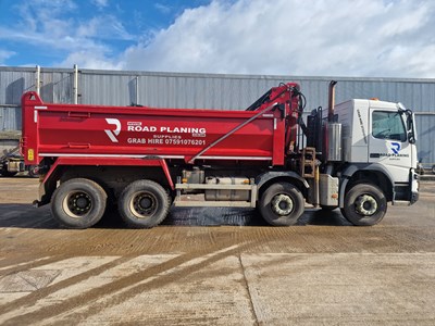 Lot 101 - Volvo FMX 8x4 13Ltr 8x4 Tipper Lorry, Palfinger M125L Classic Crane, Thompsons Body, Easy Sheet, Reverse Camera, Automatic Gear Box, A/C (Plating Certificate Available)