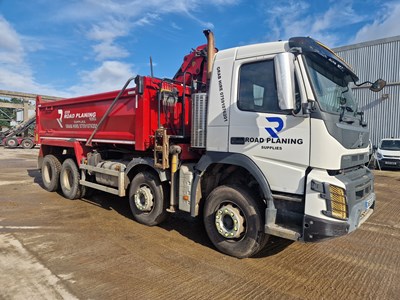 Lot 101 - Volvo FMX 8x4 13Ltr 8x4 Tipper Lorry, Palfinger M125L Classic Crane, Thompsons Body, Easy Sheet, Reverse Camera, Automatic Gear Box, A/C (Plating Certificate Available)