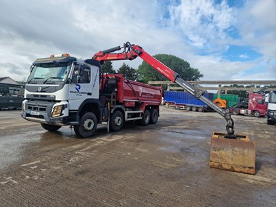 Lot 101 - Volvo FMX 8x4 13Ltr 8x4 Tipper Lorry, Palfinger M125L Classic Crane, Thompsons Body, Easy Sheet, Reverse Camera, Automatic Gear Box, A/C (Plating Certificate Available)