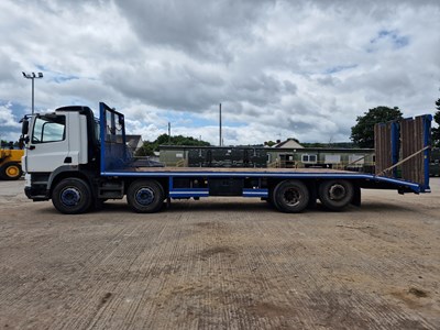 Lot 108 - 2008 DAF CF85.360E 8x2 Rear Lift Beavertail Plant Lorry, Andover Body, Rear Steer, Hydraulic Flip Toe Ramps, Winch, Manual Gear Box (Reg. Docs. & Plating Certificate Available, Tested 03/24)