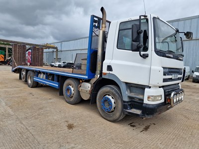 Lot 108 - 2008 DAF CF85.360E 8x2 Rear Lift Beavertail Plant Lorry, Andover Body, Rear Steer, Hydraulic Flip Toe Ramps, Winch, Manual Gear Box (Reg. Docs. & Plating Certificate Available, Tested 03/24)