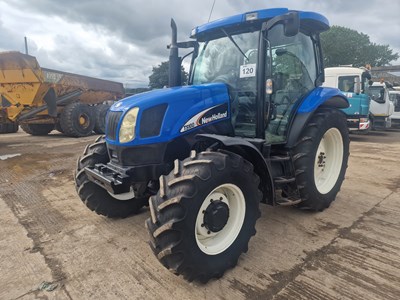 Lot New Holland TS100A, 4WD Tractor, 2 Spool Valves, Push Out Hitch, A/C