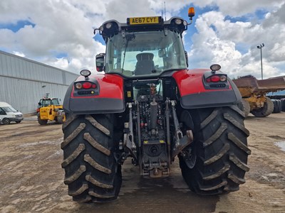 Lot 2017 Massey Ferguson 8740 4WD Tractor, Front Linkage, Dyna VT, Front Suspension, Cab Suspension, Air Brakes, 5 Spool Valves, Auto Guide Ready, Push Out Hitch, Rear Wheel Weights, A/C