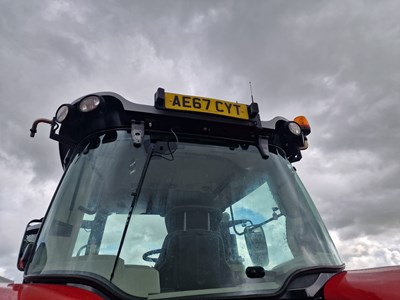 Lot 2017 Massey Ferguson 8740 4WD Tractor, Front Linkage, Dyna VT, Front Suspension, Cab Suspension, Air Brakes, 5 Spool Valves, Auto Guide Ready, Push Out Hitch, Rear Wheel Weights, A/C