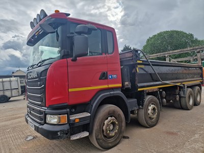 Lot 102 - 2014 Scania G410 8x4 Tipper Lorry, Thompsons Body, Binoffo Gear, WLI, Reverse Camera, Easy Sheet, Manual Gear Box, A/C (Tested 02/24)